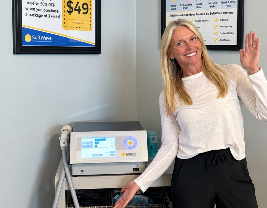 Dr. Kim Raby with the SoftWave TRT device