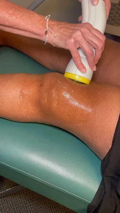 SoftWave TRT treatment applied to a knee