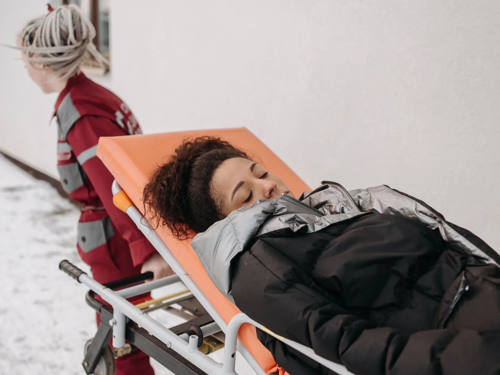 Person being treated after an accident